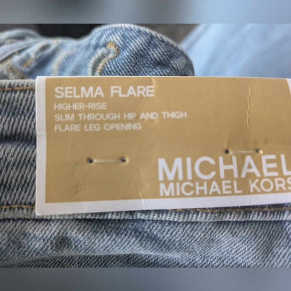 Michael Kors Women's Selma Flare High Rise Blue Jeans Slim Through Hip Sz 14 - Picture 6 of 15